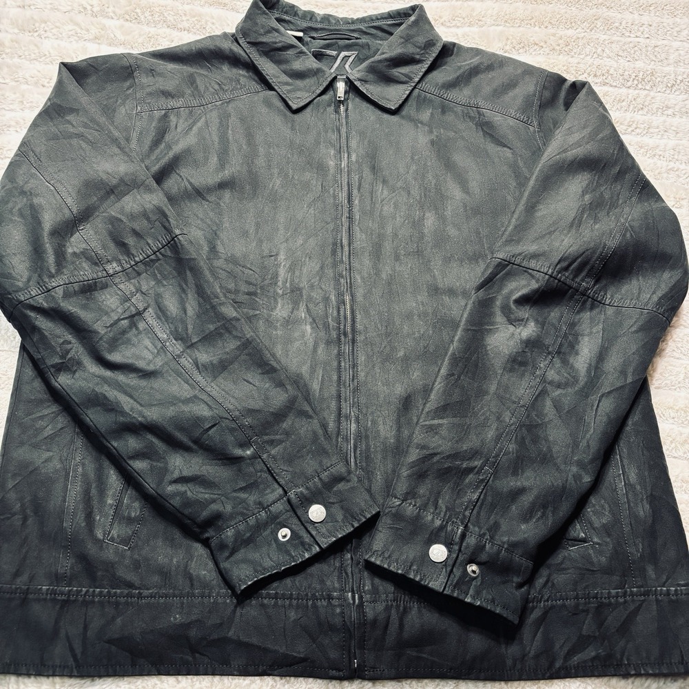Cutter & Buck CB Black Faux Suede Jacket Large‎ Black Fill Zip Western Preppy